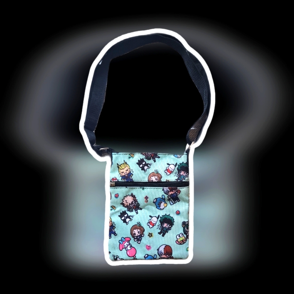my hero academia x sanrio hello kitty zipup crossbody bag